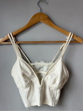 NWOT aerie Soft Girl Crop Ribbed Lace Back Top Bralette